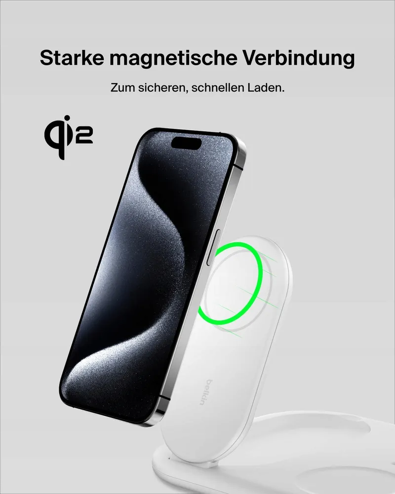 BELKIN BoostCharge 3-in-1 Qi2 15W MagSafe iPhone Watch AirPods — foto 4