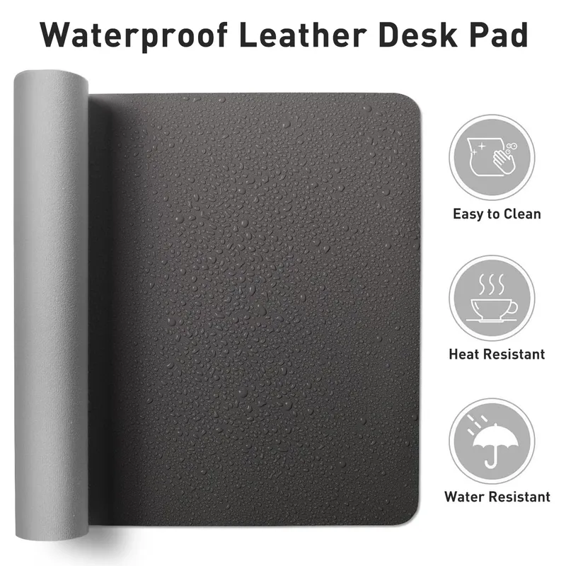 AOTHIA Antislip Waterdichte Leren Bureaumat 80x40cm Grijs — foto 5