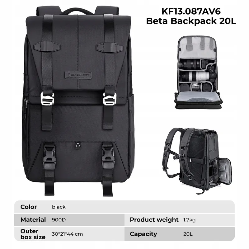 K&F CONCEPT Camerarugzak Laptopvak 15-15,6 Inch 20L — foto 8