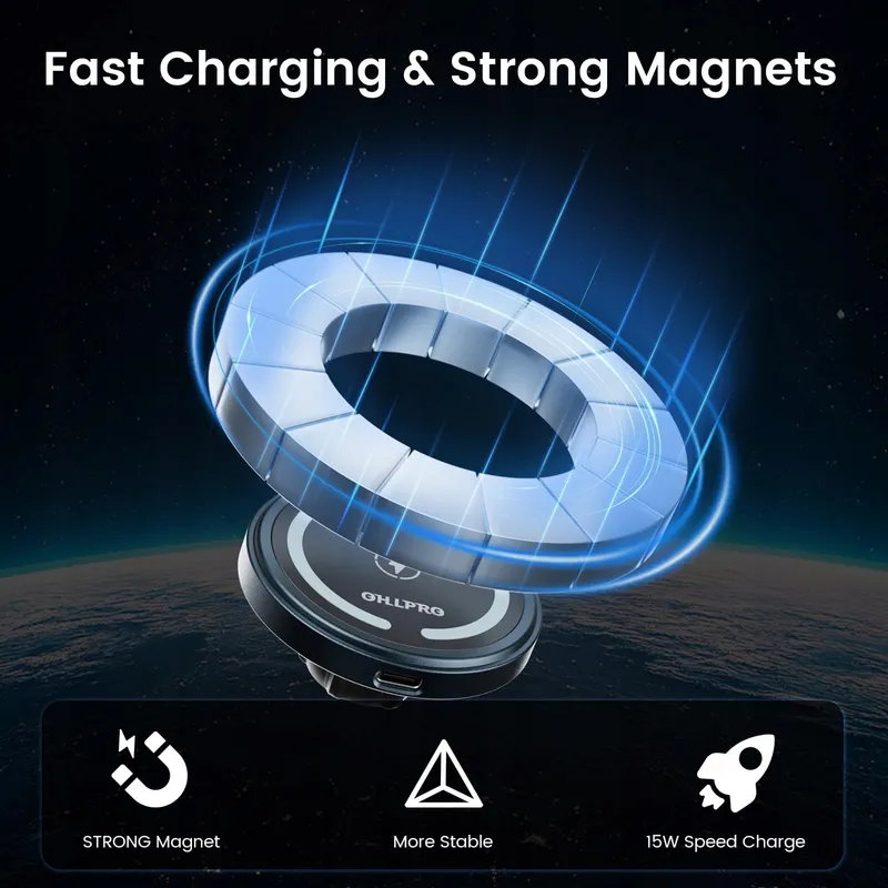 OHLPRO Magnetische Autohouder met Oplader iPhone 16 15 14 13 12 — foto 3