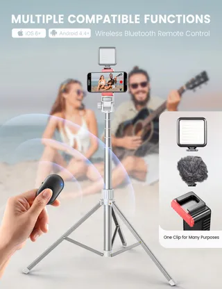 Telefoonstatief 180cm Aluminium met Afstandsbediening Wit — miniatuur 4