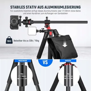 NEEWER Statief 184cm Aluminium Kogelkop Arca Plaat — miniatuur 3