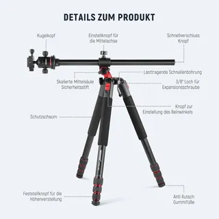 NEEWER Statief 184cm Aluminium Kogelkop Arca Plaat — miniatuur 9