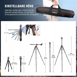 NEEWER Statief 184cm Aluminium Kogelkop Arca Plaat — miniatuur 6