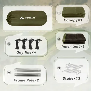 FORCEATT Tent 2 Personen Waterdicht 3-4 Seizoenen Licht Trekking Outdoor — miniatuur 5