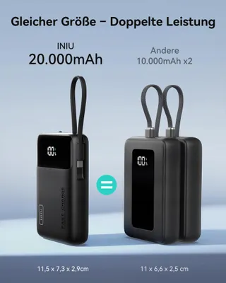INIU Powerbank 20000mAh 45W USB-C PD QC iPhone Samsung — miniatuur 2
