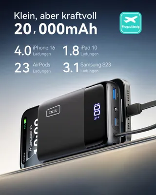 INIU Powerbank 20000mAh 45W USB-C PD QC iPhone Samsung — miniatuur 5