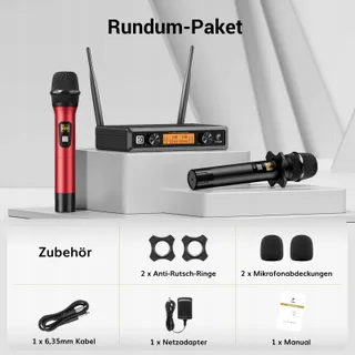 TONOR TW820 UHF Draadloze Microfoonset Karaoke DJ Kerk 60m — miniatuur 9