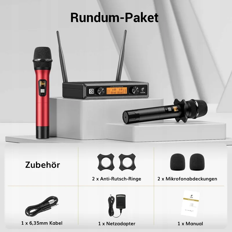 TONOR TW820 UHF Draadloze Microfoonset Karaoke DJ Kerk 60m — foto 9