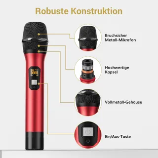 TONOR TW820 UHF Draadloze Microfoonset Karaoke DJ Kerk 60m — miniatuur 4