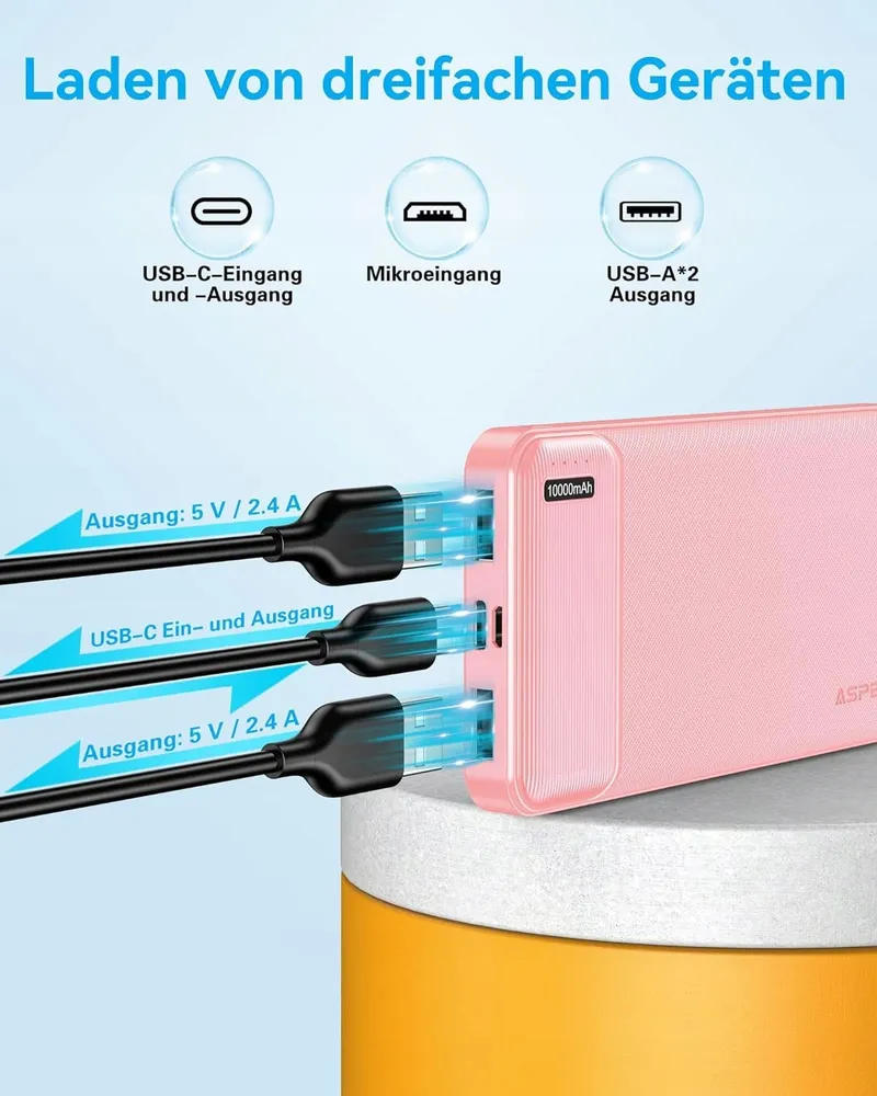 ASPERX Powerbank 2 Stuks 10000mAh USB-C iPhone Samsung — foto 6