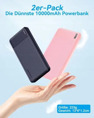 ASPERX Powerbank 2 Stuks 10000mAh USB-C iPhone Samsung — miniatuur 4