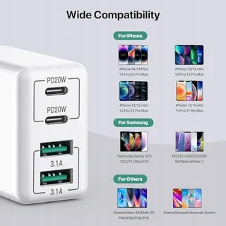 USB-C Oplader 40W 4 Poorten Snelladblok — miniatuur 2