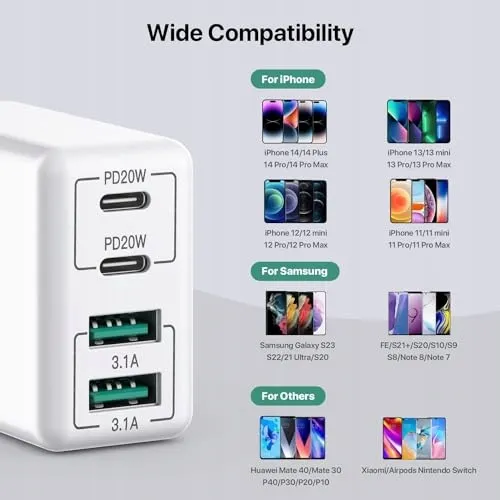 USB-C Oplader 40W 4 Poorten Snelladblok — foto 2