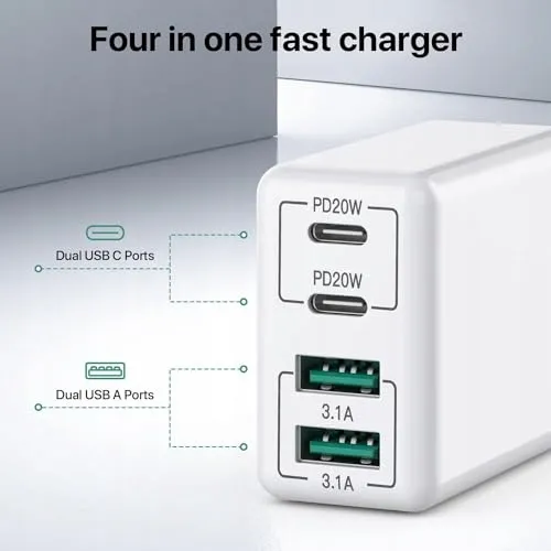 USB-C Oplader 40W 4 Poorten Snelladblok — foto 3
