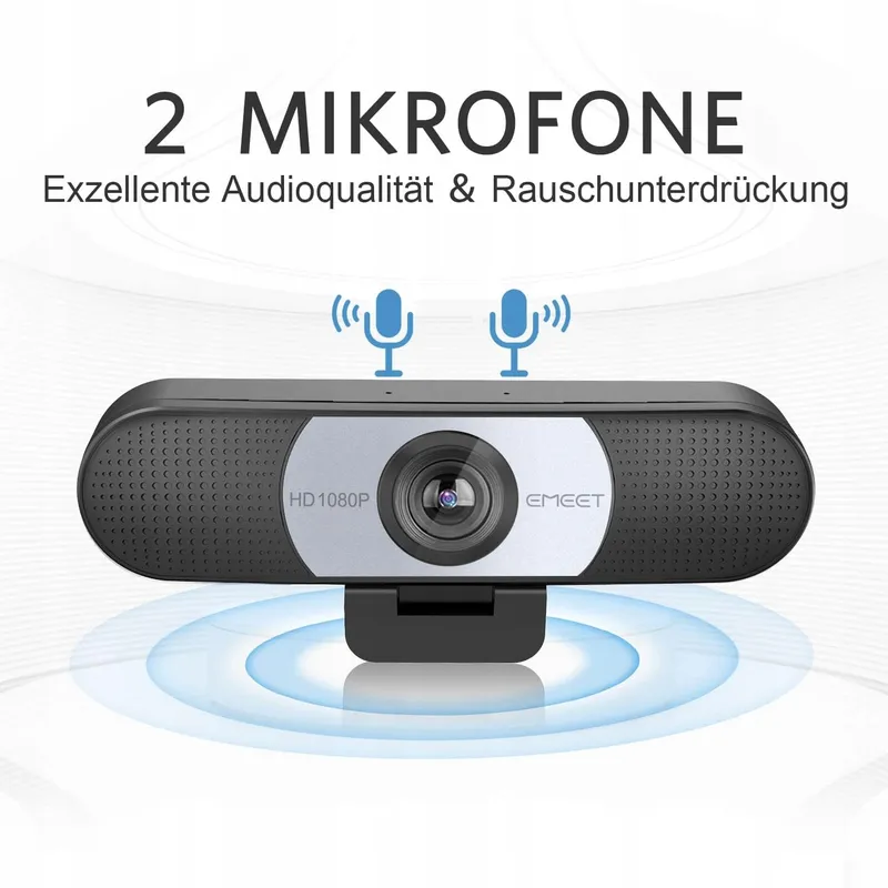 EMEET Webcam Full HD 1080P met Lensdop Dubbele Microfoon — foto 4