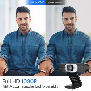 EMEET Webcam Full HD 1080P met Lensdop Dubbele Microfoon — miniatuur 2