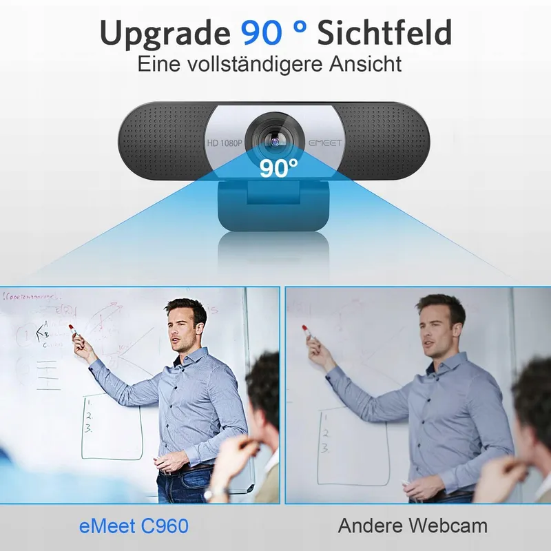 EMEET Webcam Full HD 1080P met Lensdop Dubbele Microfoon — foto 3