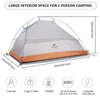 NATUREHIKE Cloud Up 1 Koepeltent Ultralicht Oranje — miniatuur 2
