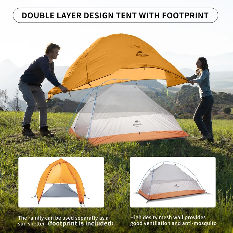 NATUREHIKE Cloud Up 1 Koepeltent Ultralicht Oranje — foto 3