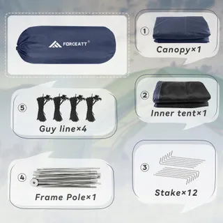 FORCEATT Campingtent 3 Personen Waterdicht Ultralicht Trekking — miniatuur 5