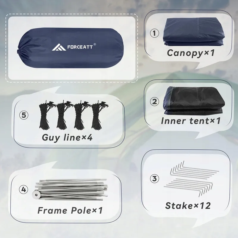 FORCEATT Campingtent 3 Personen Waterdicht Ultralicht Trekking — foto 5