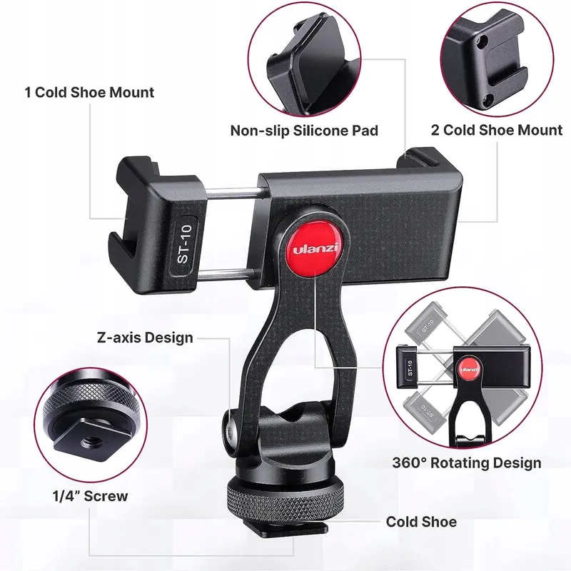 ULANZI ST-10 Metalen Telefoonhouder Statiefadapter iPhone Android — foto 7