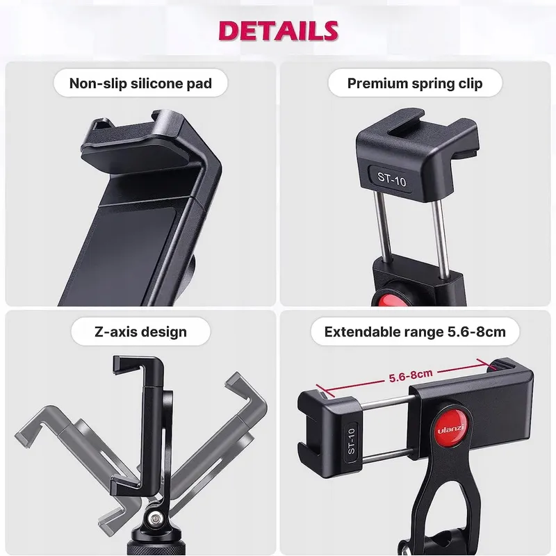 ULANZI ST-10 Metalen Telefoonhouder Statiefadapter iPhone Android — foto 5