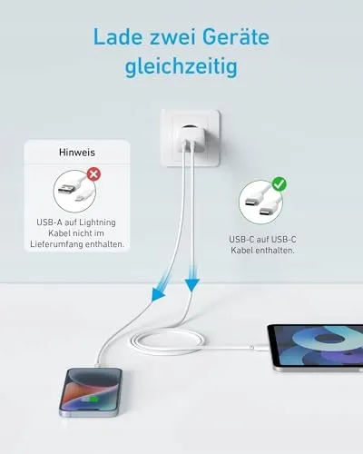 ANKER 20W USB C Oplader iPad Snelladen iPhone 150cm Kabel — foto 2