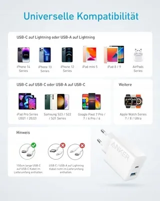 ANKER 20W USB C Oplader iPad Snelladen iPhone 150cm Kabel — miniatuur 7