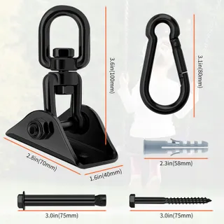 MORZEJAR Plafondhaak 360° Zwart Hangmat Schommel — miniatuur 2