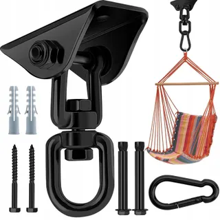 MORZEJAR Plafondhaak 360° Zwart Hangmat Schommel — miniatuur 1