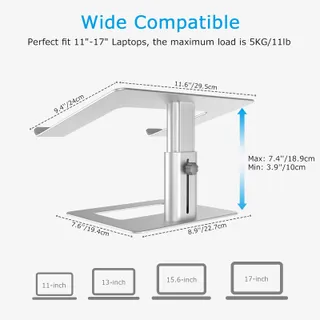 BOYATA Verstelbare Aluminium Laptopstandaard voor 10-17 Inch Notebooks — miniatuur 6