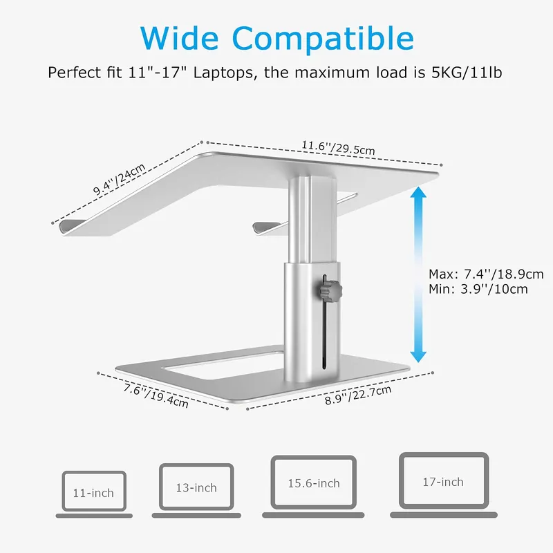 BOYATA Verstelbare Aluminium Laptopstandaard voor 10-17 Inch Notebooks — foto 6