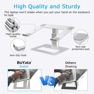 BOYATA Verstelbare Aluminium Laptopstandaard voor 10-17 Inch Notebooks — miniatuur 3