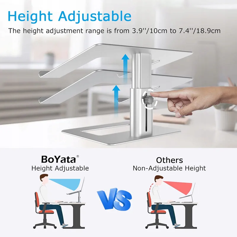 BOYATA Verstelbare Aluminium Laptopstandaard voor 10-17 Inch Notebooks — foto 2