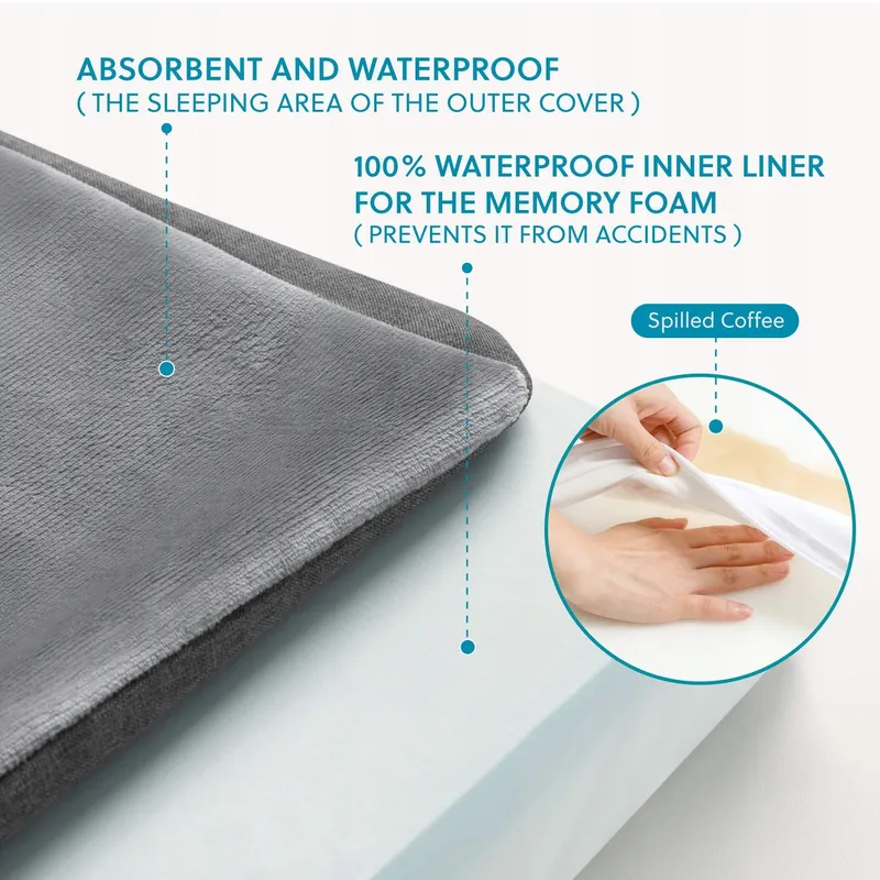 BEDSURE Orthopedisch Hondenkussen 74x46cm Wasbaar Grijs — foto 5