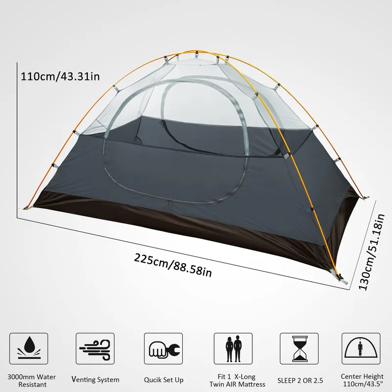 BESSPORT Tent 2 Personen Licht Waterdicht Camping Wandelen — foto 2