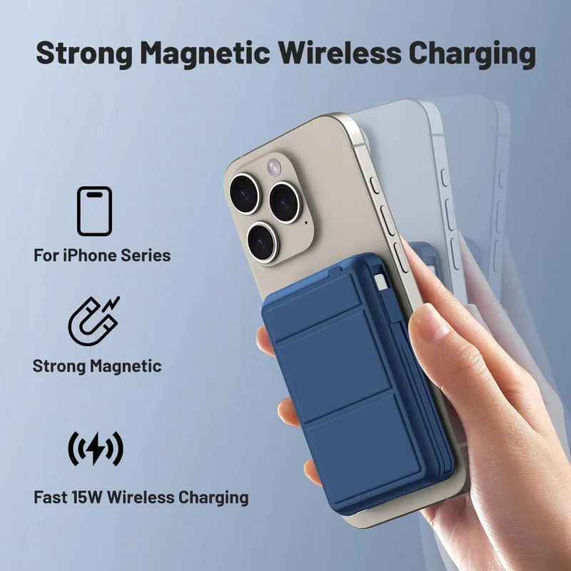 AZMUTH Magnetische Draadloze Powerbank 10000mAh iPhone 22.5W LED — foto 2
