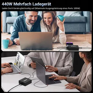 HSSNS USB-C Oplader 440W 8-Poorts Snelladen Laptop iPhone — miniatuur 5
