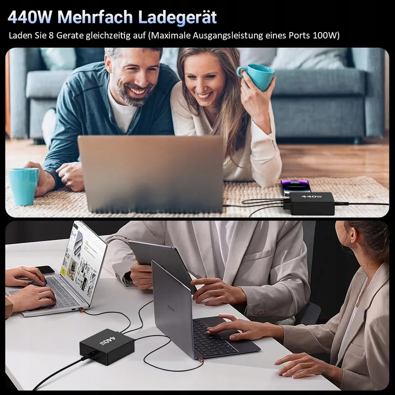 HSSNS USB-C Oplader 440W 8-Poorts Snelladen Laptop iPhone — foto 5