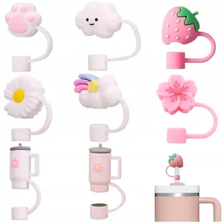 CENSUOBOB 8 Siliconen Rietjes 10mm Rietjesdeksels — miniatuur 1