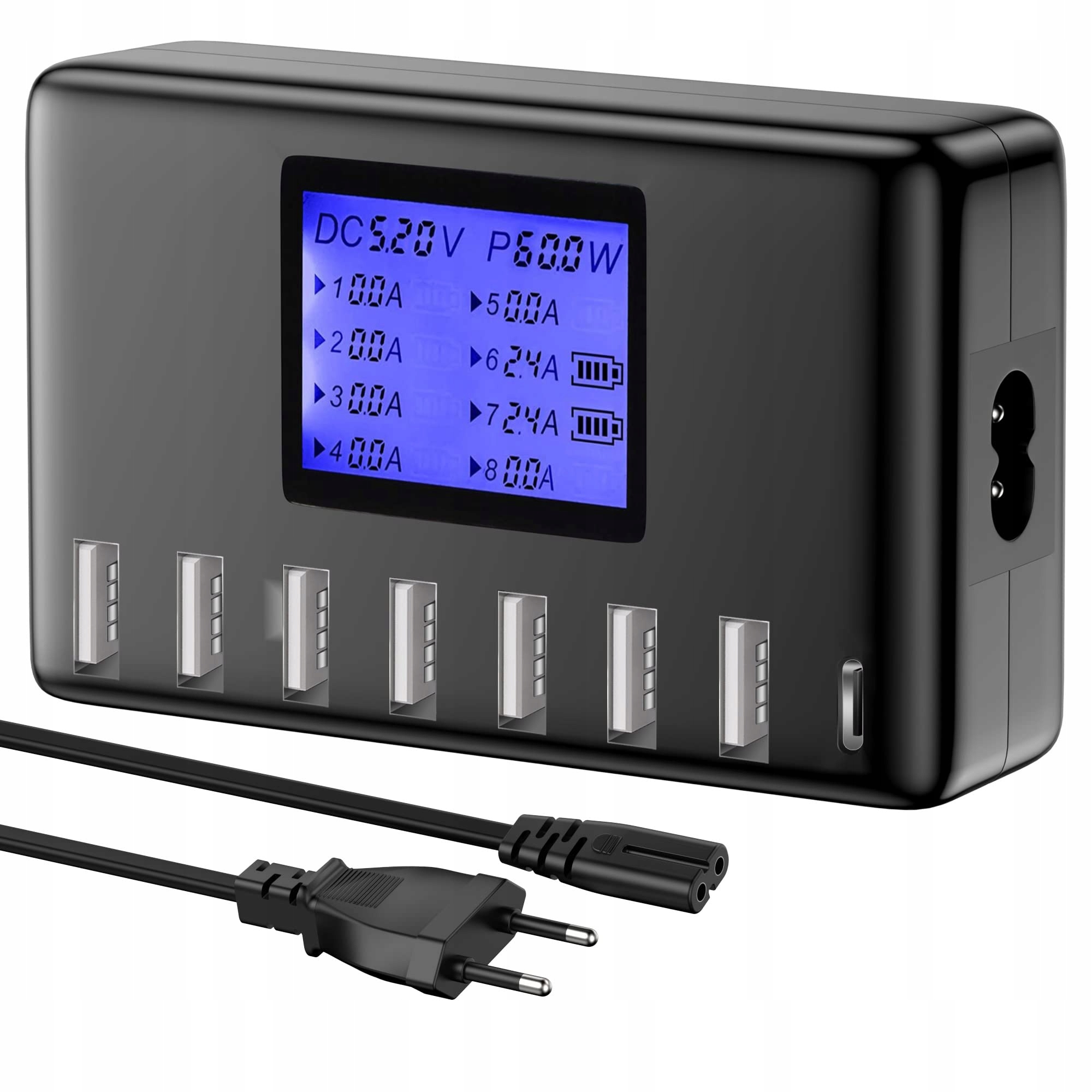 USB-Oplader 60W 8 Poorten USB-Laadstation 12A