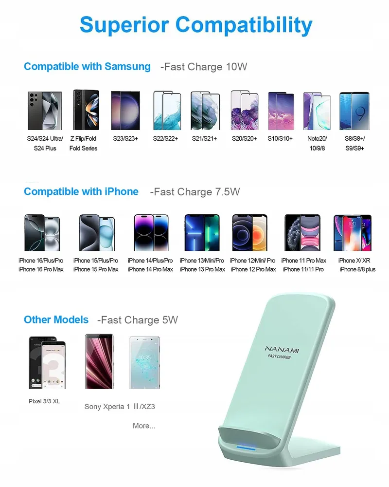 NANAMI Snelle Draadloze Oplader 10W Samsung iPhone Google LG — foto 2
