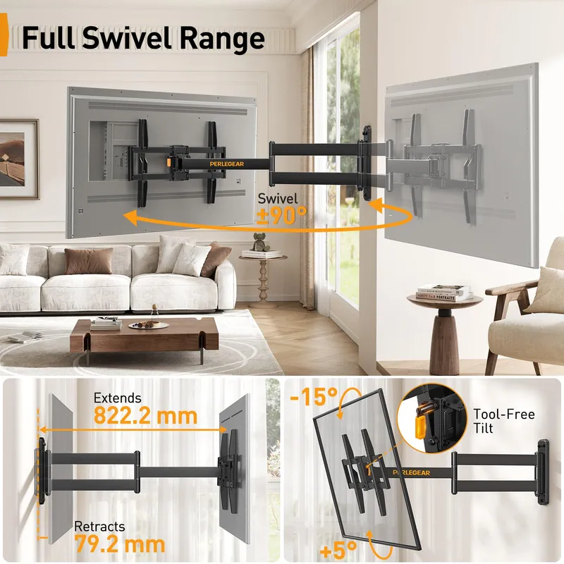 PERLEGEAR TV Wandbeugel 32-75 Inch LED LCD OLED 180 VESA 600x400 45KG — foto 3