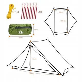 NIGHT CAT Ultralichte Trekkingtent 2 Personen Waterdicht — miniatuur 3