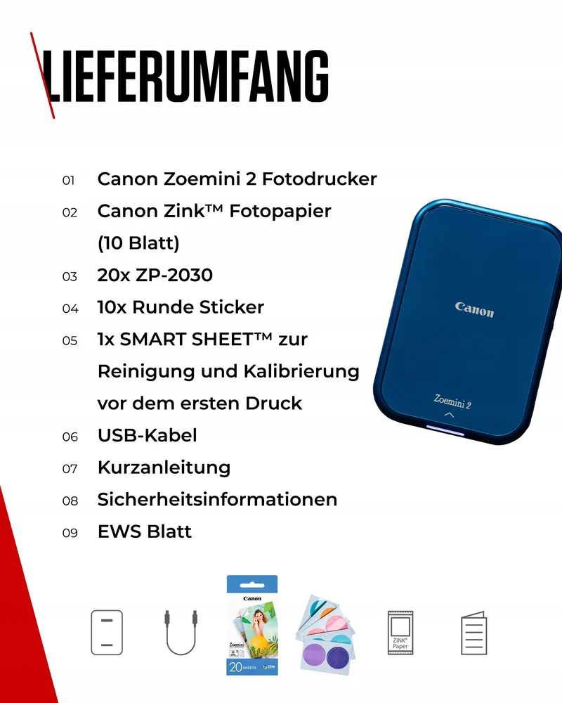 CANON Zoemini 2 Mobiele Fotoprinter Zink Set Stickers — foto 7