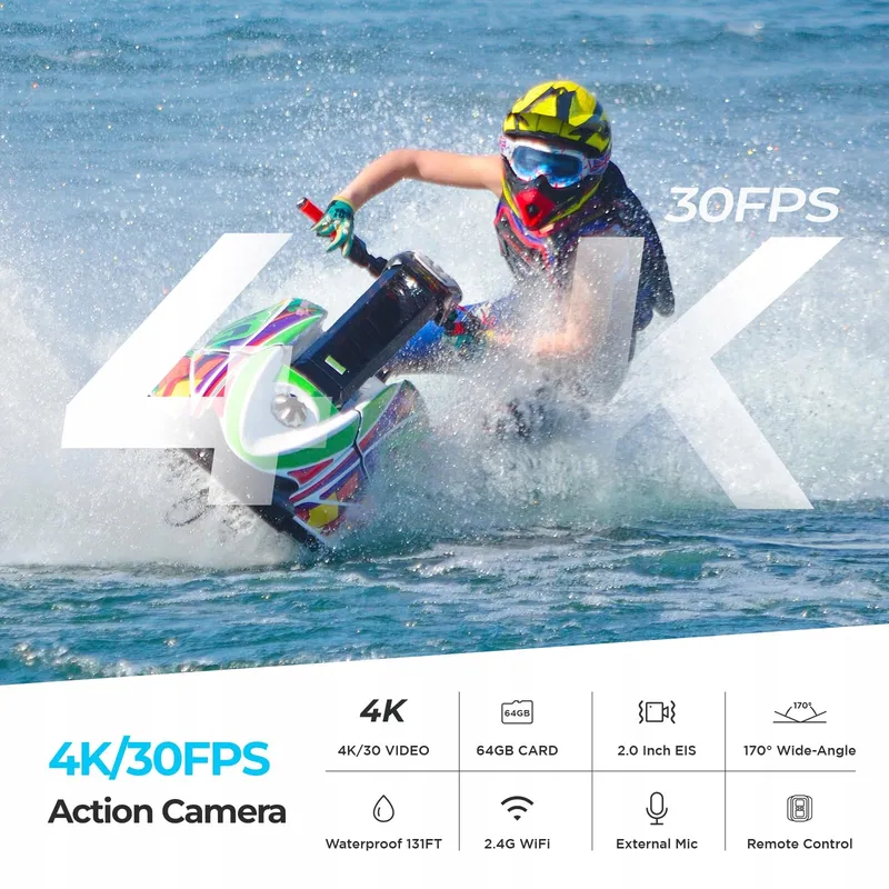 CAMLANCE 4K Actiecamera 64G SD 40M Onderwater WiFi 170° — foto 2