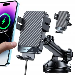 MOKPR Autohouder Met Draadloos Laden 15W Voor iPhone Android — miniatuur 1