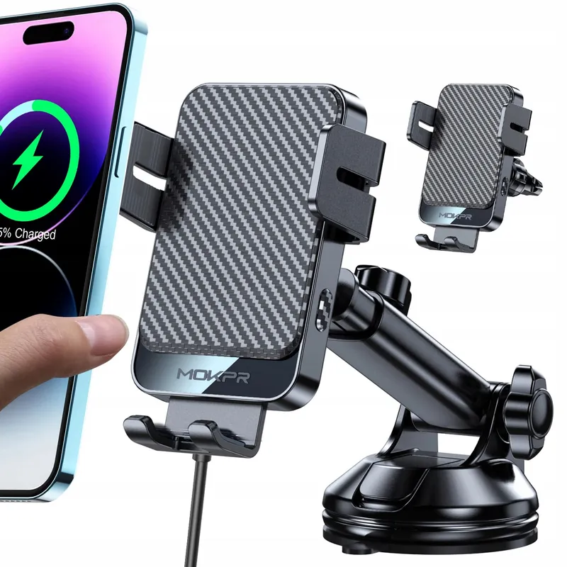 MOKPR Autohouder Met Draadloos Laden 15W Voor iPhone Android — foto 1